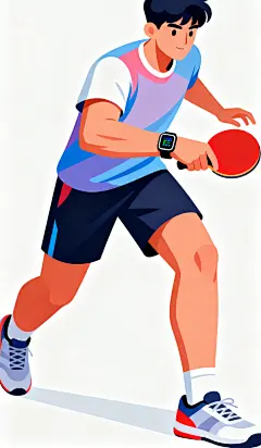 扁平风乒乓球运动比赛插画人物图片