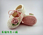 新生周岁婴儿男女宝宝手工针织纯棉绒线鞋婴儿学步鞋花朵鞋-淘宝网
