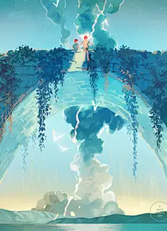 画师loika的插画作品
她擅长搭配细腻的色彩
巧妙的光影以抽象风格描绘人物和场景
在她笔下的世界，仿佛可以追着光梦游
#插画分享# ​​​