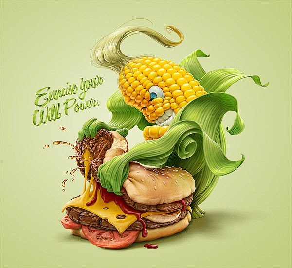 我们爱插画："多吃蔬菜少吃漢堡吧!!" ...