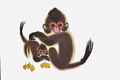 手绘艺术猴子的母爱插画免抠素材 设计图片 免费下载 页面网页 平面电商 创意素材 png素材