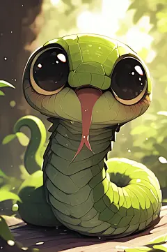 AI数字艺术蛇年可爱小青蛇插画