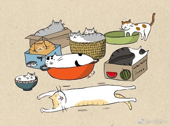 台湾插画师猫小姐的浮世绘风格猫咪插画 ​...