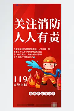 创意消防安全宣传海报-众图网