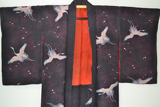 vintage日本古董真丝手工和服外套 ...