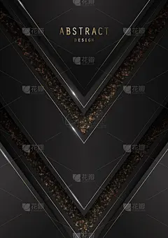 矢量抽象闪亮豪华剪纸封面设计与闪光，金色线条和复制空间上的黑色。高级分层3D逼真的现代几何模板邀请，