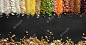 Dried colorful cereals and legumes on black textured background. top view, copy space. Premium Photo