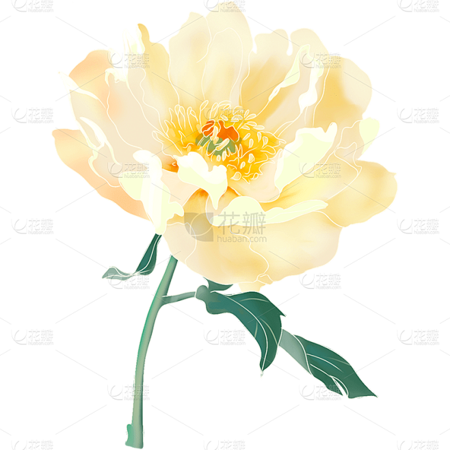黄色花朵中国风中秋节元素贴纸