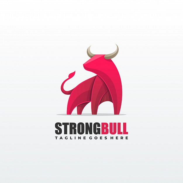 红色，力量感的牛，logo标志模板矢量图...