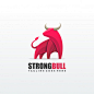 红色，力量感的牛，logo标志模板矢量图素材