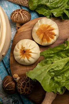 煎包子面点面食美食摄影图