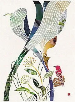 婚礼超话拼贴的插画~藤野真由子（Mayuko Fujino）纸上的自然艺术家，作品分享#疯狂婚礼季# 婚礼灵感分享 ​​​​