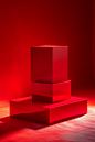 red box on the floor in front of an open light, in the style of multi-layered compositions, light red, sculpted, high-key lighting, rtx on, contemporary candy-coated, emotive lighting