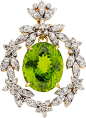  Peridot, Diamond, Gold Pendant