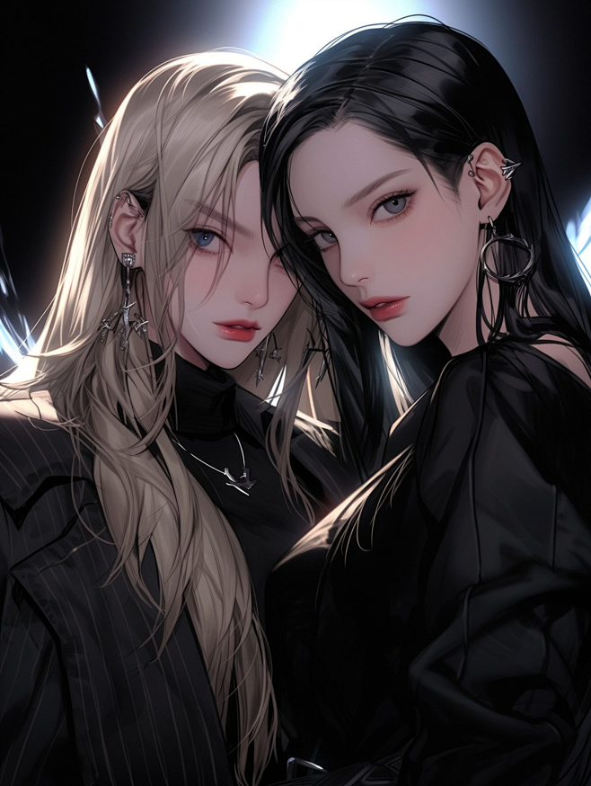 现代双女主 | Ai绘画 @叙叙叙叙白