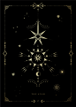 神秘魔法魔术花卉手势月亮太阳金箔透明免抠PNG图案卡片海报素材 (132)