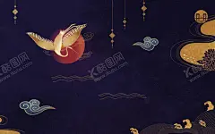 国潮风中式图案背景 【酷图网】国潮风,中式图案背景,金箔,仙鹤,传统花纹