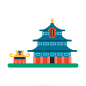 国潮建筑插画PNG