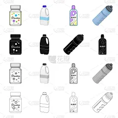 塑胶,容器,图标,图像,矢量,分离着色,轻蔑的,水,收集,设计