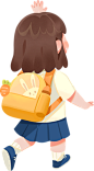 幼儿园扁平开学季插画-小女孩