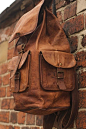 Tanned Leather Backpack RuckSack Leather Hiking Bag Women backpack Men Backpack on Etsy, $67.00: 