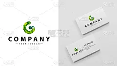 标志多边形与字母g模型的名片与标志