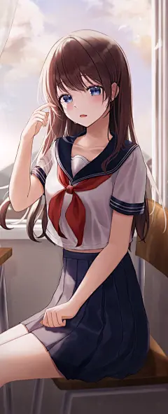 hini_ni  二次元少女  
动漫壁纸  水手服