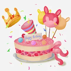 过生日插画蛋糕气球皇冠