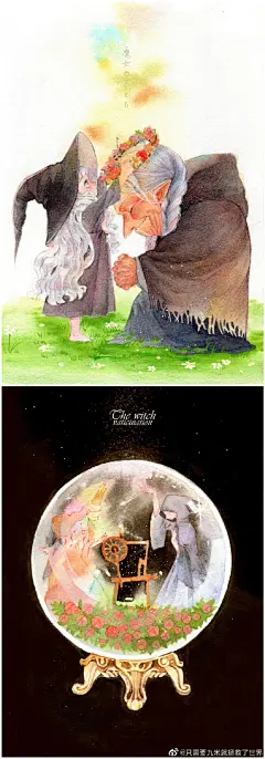 去年一年的魔女水彩总汇。本子里的图都放出来啦，之前本子的图扫描后色差太大，稍微做了整改。#水彩# #插画# #魔女# 手绘超话 @手绘插画 ​​​​
