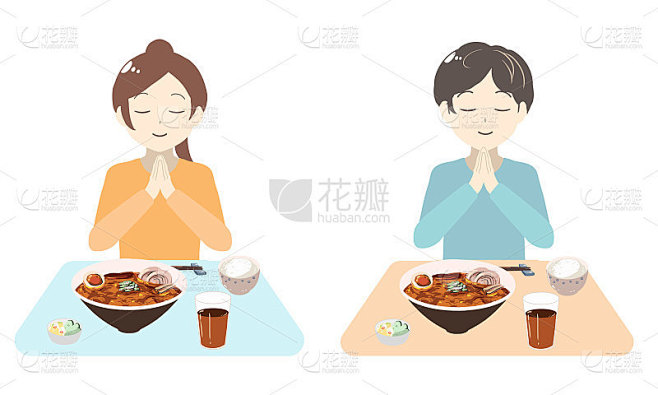Prayer before eating ramen (no line)