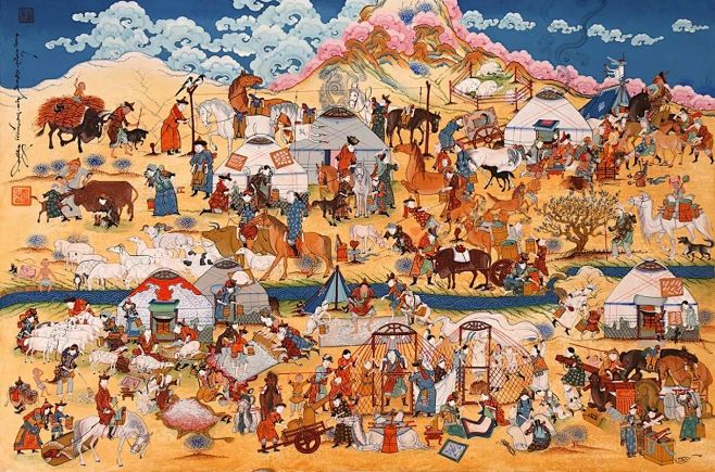蒙古国作品赏析——来自草原的献礼_蒙古画廊_蒙古元素