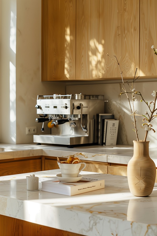 In a sunny kitchen, ...