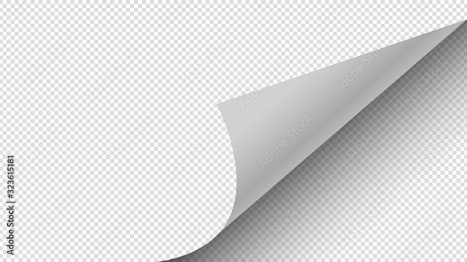 Curled page. Paper page turning corner vector illustration. Transparent ...
