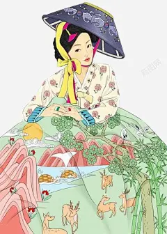 韩国卡通女孩 韩服 韩服女孩 韩装 高丽 元素 免抠png 设计图片 免费下载 页面网页 平面电商 创意素材