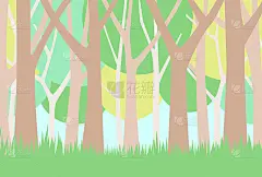 一个美丽的森林，植被在夏天过度生长的插图。