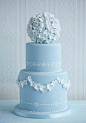 #翻糖蛋糕#绣球花的蛋糕topper，淡蓝色的优雅清新，你值得拥有！