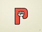 Partisan - Lettermark Design brand typography brand identity negative space identity designer logotype designer smart mark branding bold lines punch out negative-space hand logo lettermark logomark p letter soviet communist communism fist bump negativespa