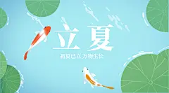 立夏节气祝福夏天荷叶广告banner
