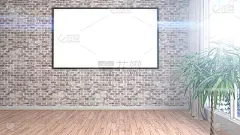 模拟海报框架在室内背景。三维演示