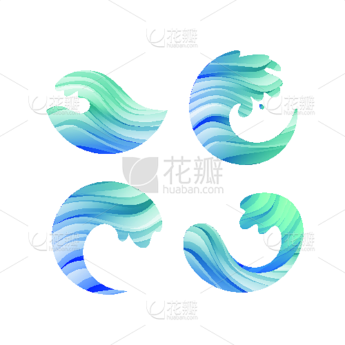 形状,圆形,水,矢量,波浪,符号,蓝色,设计元素,流动,海浪