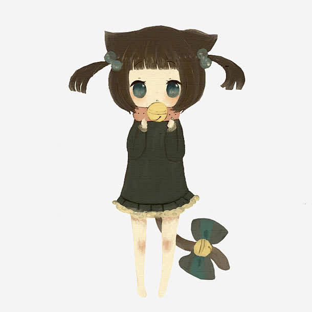 吃饼干的猫女高清素材 人物 可爱 小女孩...
