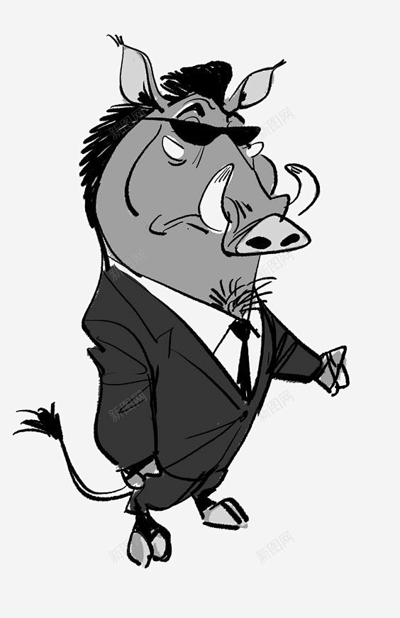 野猪高清素材 公猪 动物 卡通野猪 手绘...