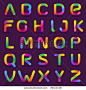 Fun english alphabet one line colorful letters set. Font style, vector design template elements for your application or company.