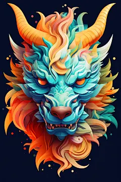 鸿运当头龙年龙头中国龙插画元素