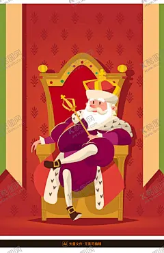老国王卡通插画 【酷图网】国王,老国王,西方国王,童话国王,欧洲国王,国王插画,卡通国王,中世纪国王