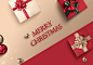 丝带礼物 圣诞彩球 节日促销 圣诞促销海报设计PSD ti143t000707