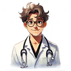 卡通手绘插画医生卷发戴眼镜高清模板免费下载-趣麦麦图