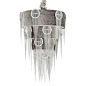 Luxurious Silver Leaf Grey Velvet Tiered Ceiling Light