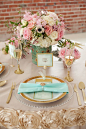 mint + gold table setting // photo by Kelly Benton // floral design by Be Married