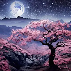 ﻿韩国山樱花夜壁纸